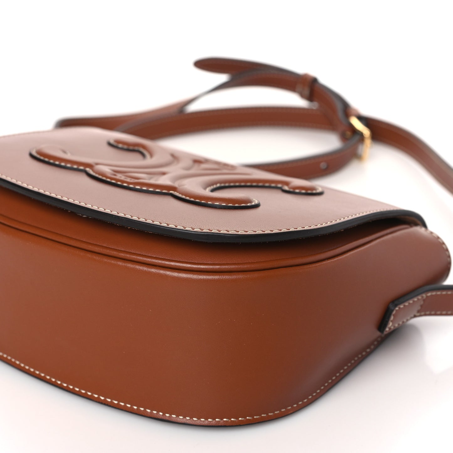 Smooth Calfskin Cuir Triomphe Folco Crossbody Bag Tan