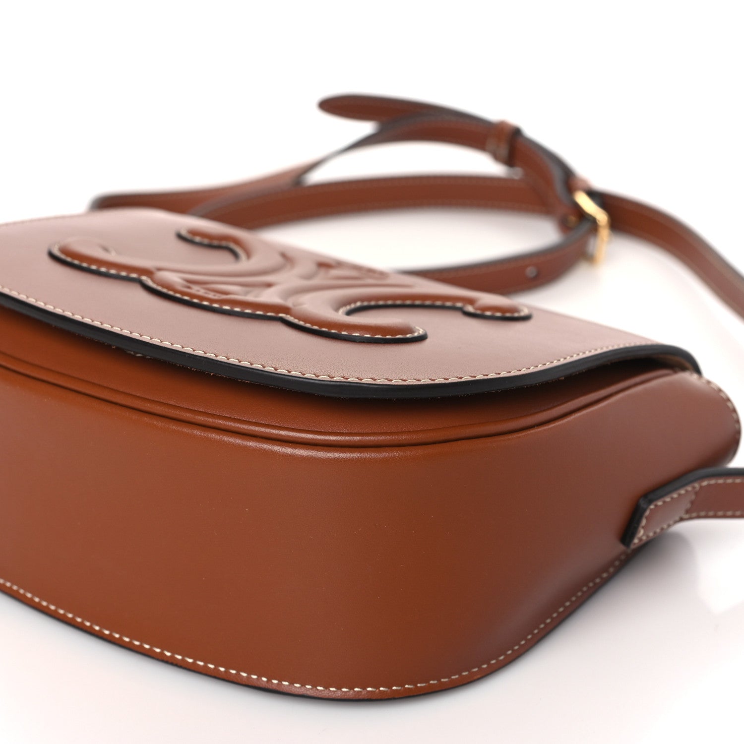 Celine Smooth Calfskin Cuir Triomphe Folco Crossbody Bag Tan 9 of 9