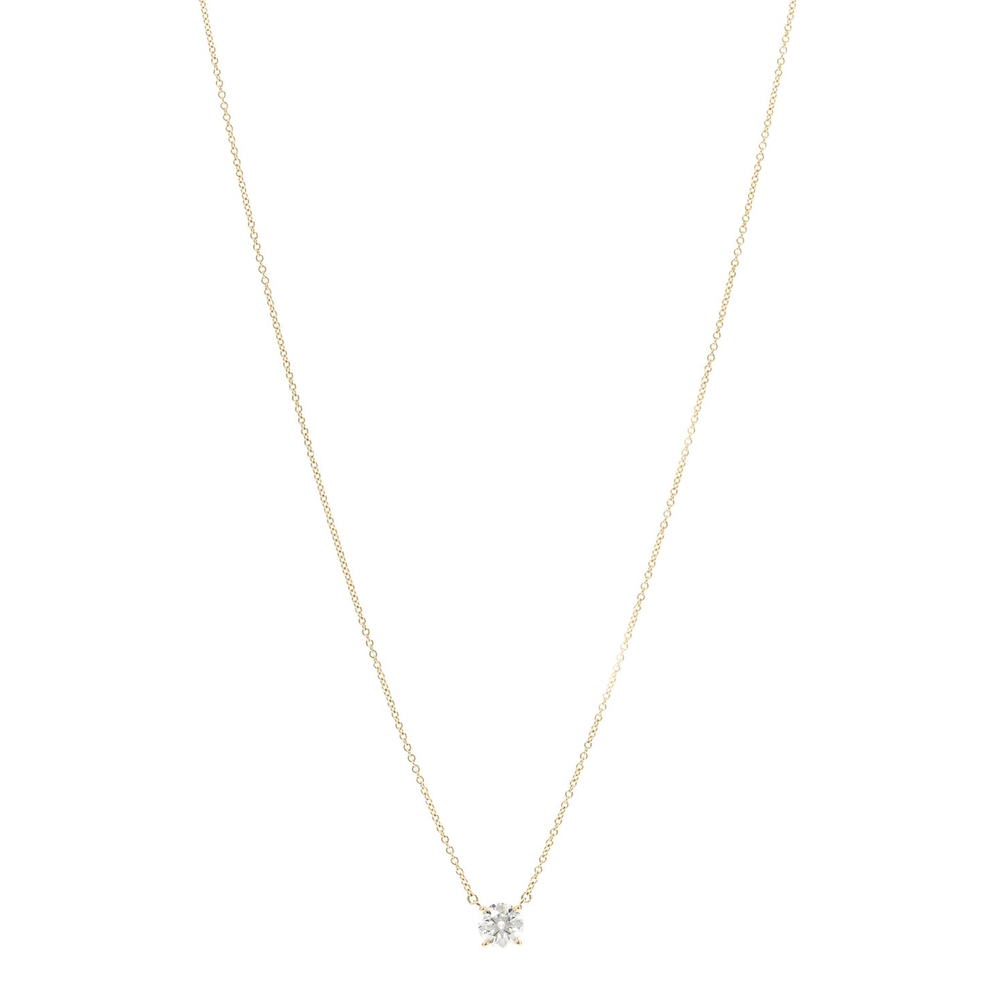 18K Yellow Gold Diamond .80ct Solitaire Pendant Necklace
