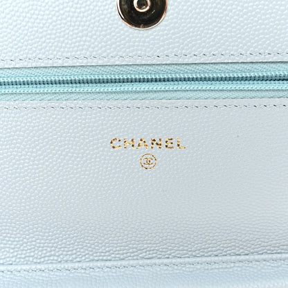 Chanel Caviar Quilted Wallet On Chain WOC Light Blue 6 of 11