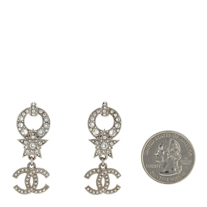 Chanel Strass Crystal CC Star Drop Earrings Silver 2 of 4