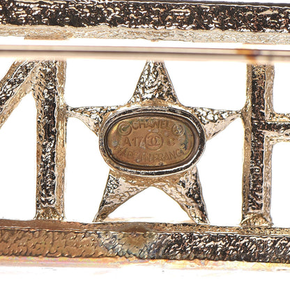 Chanel Baguette Crystal Star Logo Brooch Gold 3 of 5
