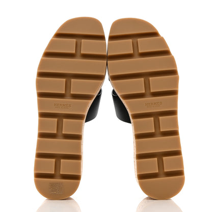 Hermes Calfskin Cork Eze 30 Sandals 37 Black 5 of 10
