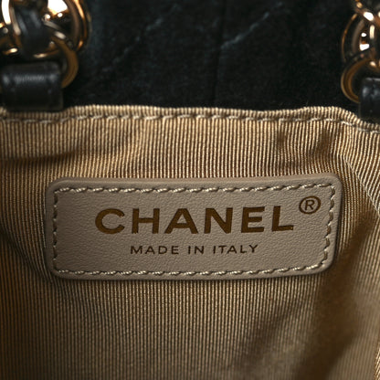 Chanel Velvet Quilted Pearl Crush Drawstring Bag Black 7 of 11