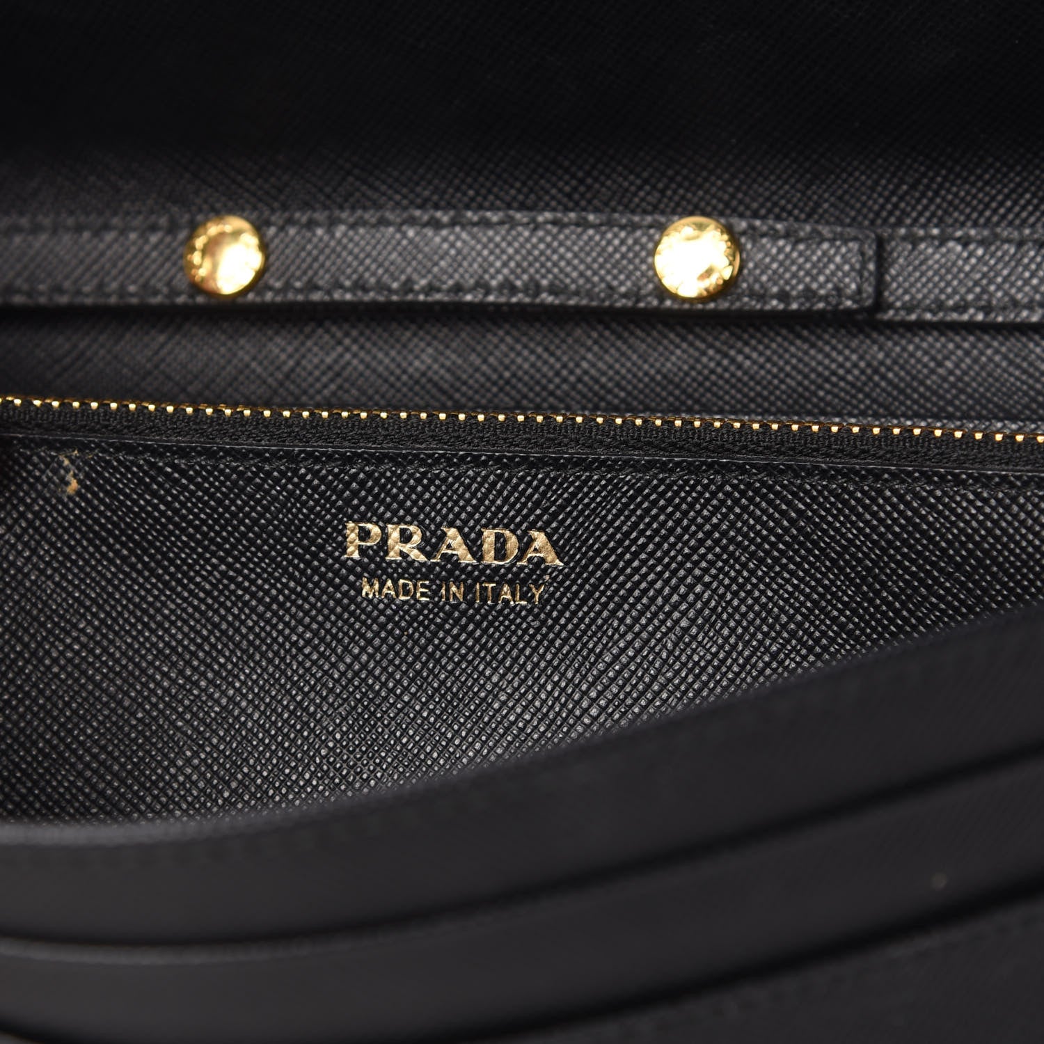 Prada Saffiano Metal Oro Chain Wallet Black 8 of 10