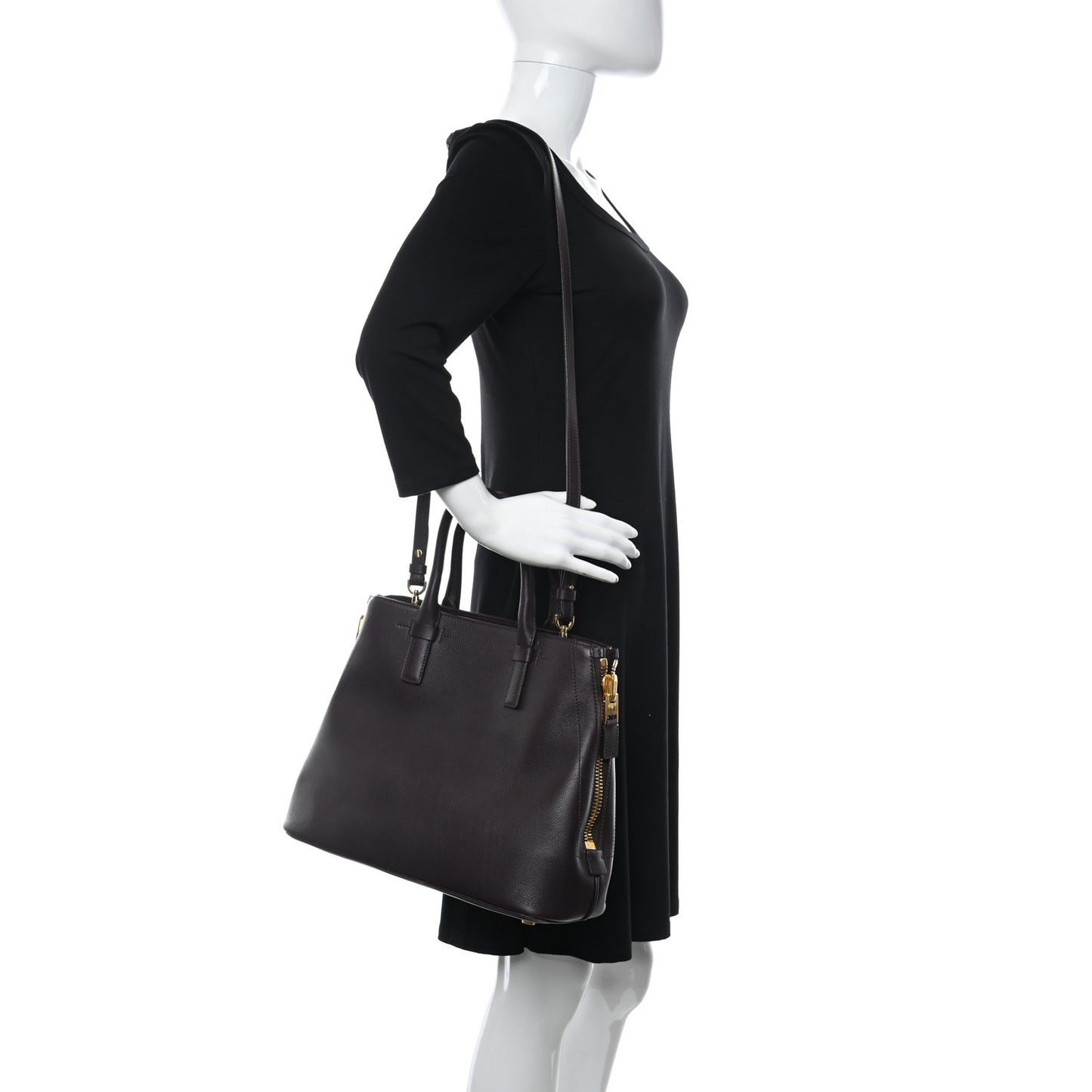 Pebbled Calfskin Medium Jennifer Zip Tote Wine