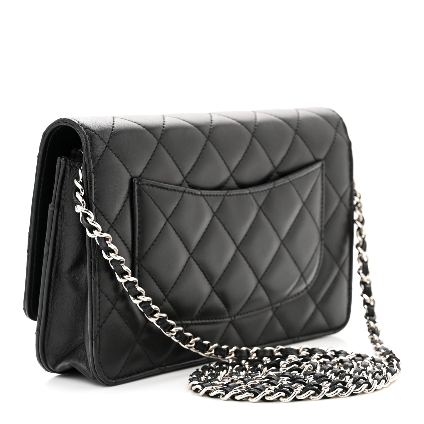 Lambskin Quilted Wallet On Chain WOC Black