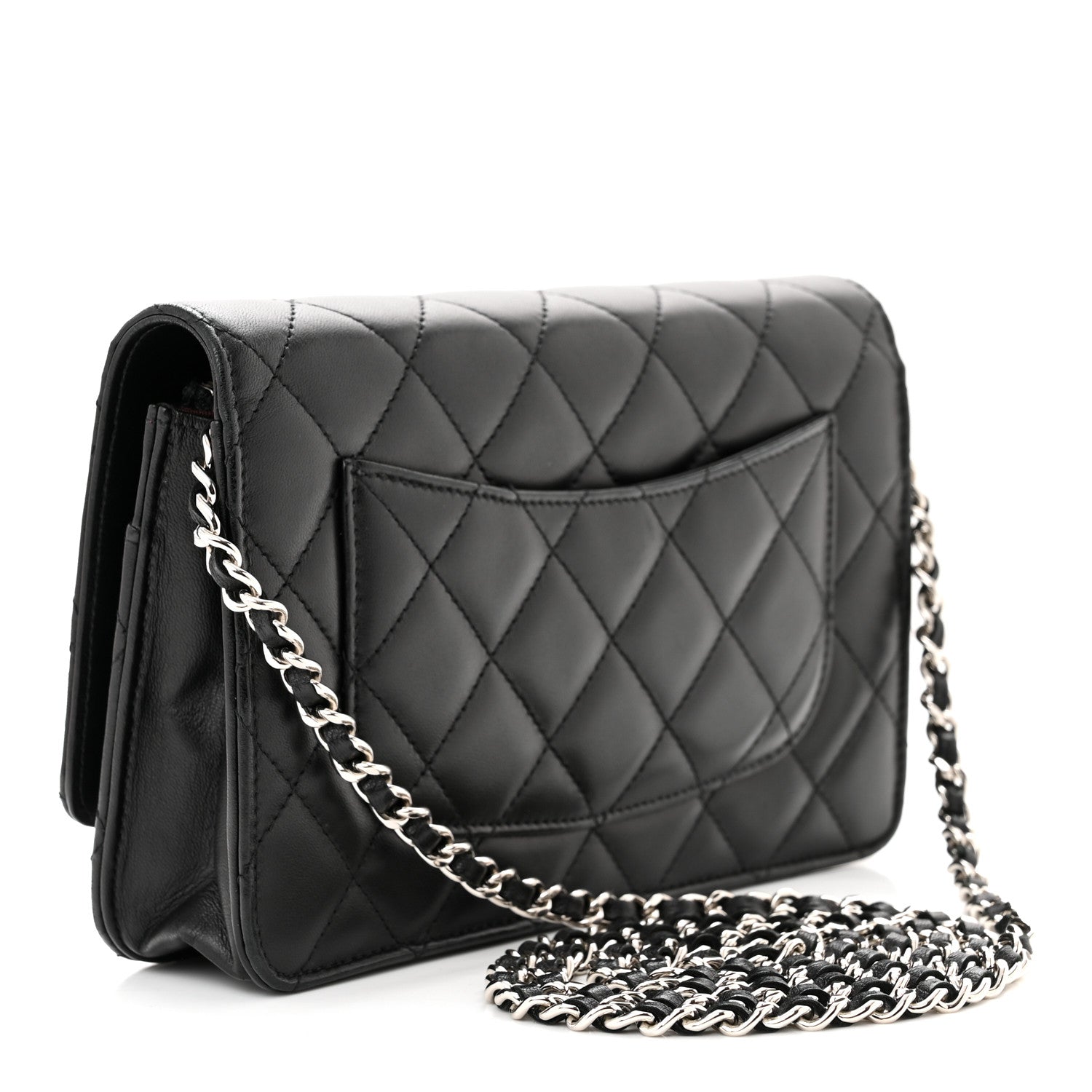Chanel Lambskin Quilted Wallet On Chain WOC Black 3 of 12