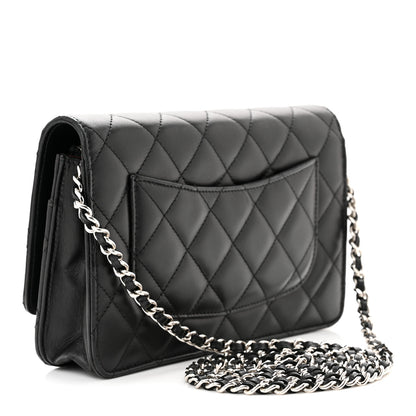 Chanel Lambskin Quilted Wallet On Chain WOC Black 3 of 12