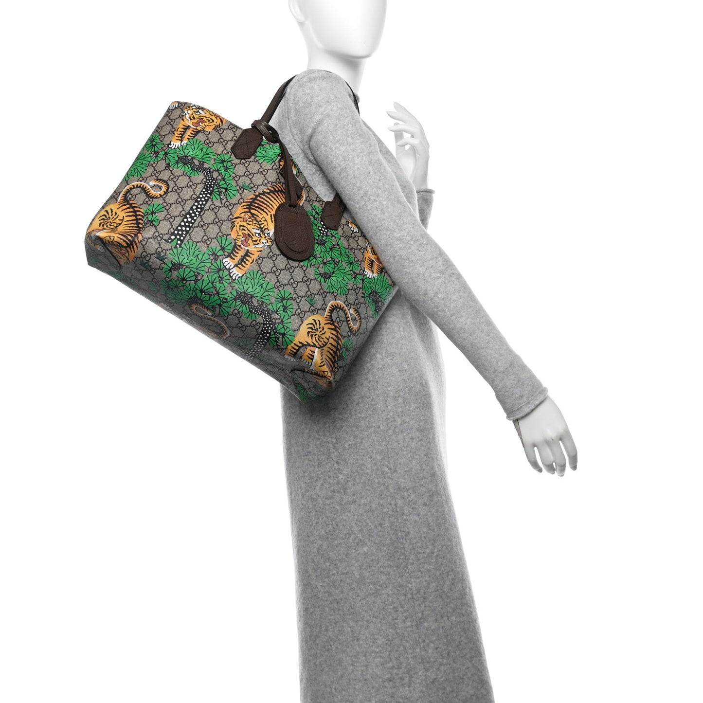 GG Supreme Monogram Bengal Medium Shopping Tote Beige Yard
