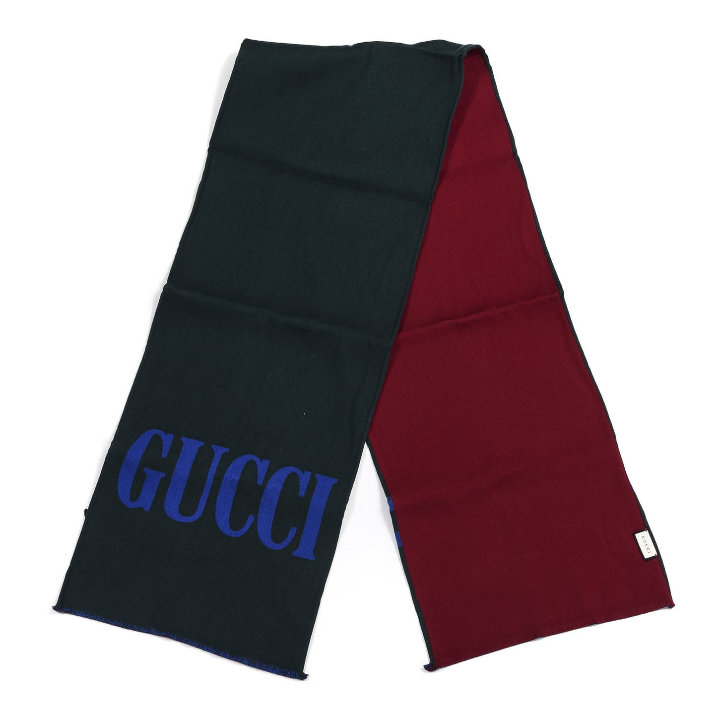 Wool Silk Guccium Scarf Petroleum Blue Bordeaux