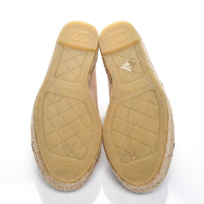 Chanel Lambskin CC Espadrilles 39 Beige Black 5 of 7