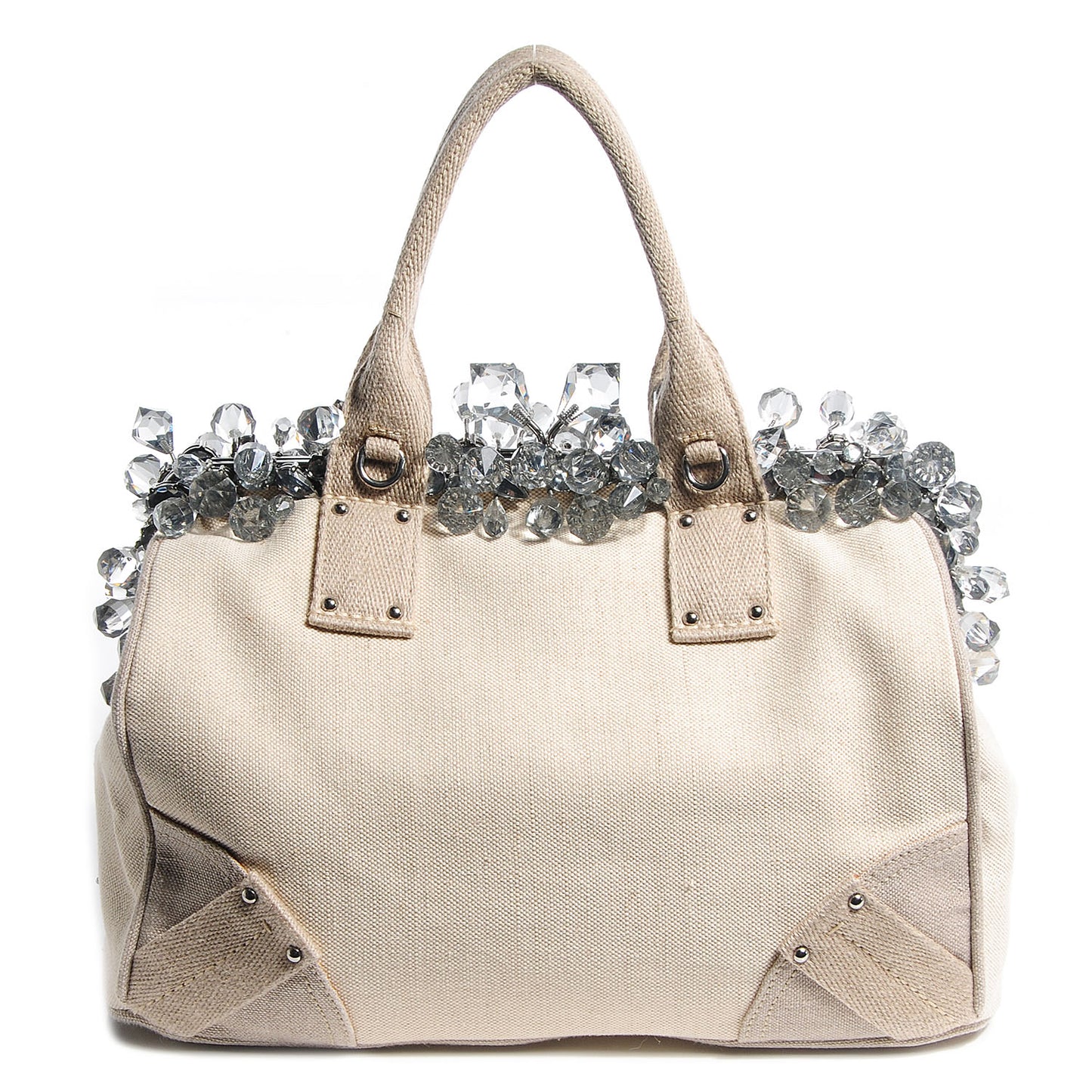 Canvas Mistolino Medium Crystal Cluster Frame Bag Naturale