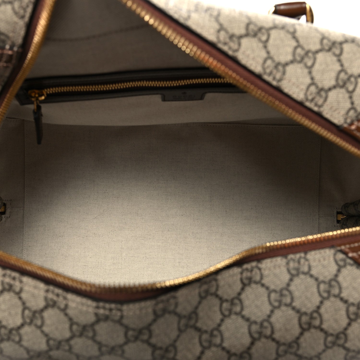 Gucci GG Supreme Monogram Azalea Calfskin Retro Interlocking G Duffle Bag Beige Ebony Brown Sugar 4 of 11