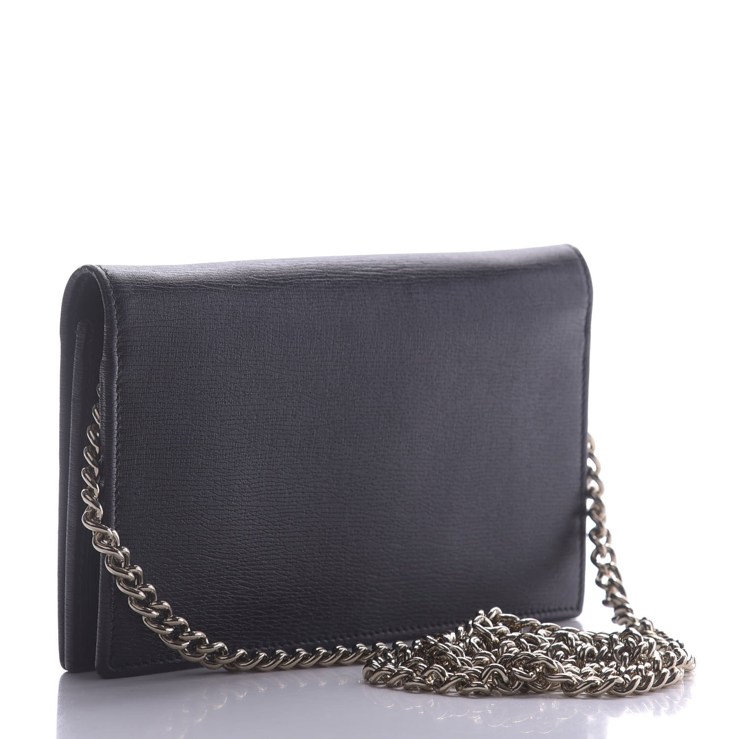 Gucci Textured Calfskin Medium Betty Chain Wallet Black 3 of 9