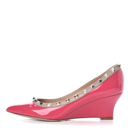 Valentino Garavani Patent Rockstud 70mm Wedges 38 Bouganville Poudre 1 of 12