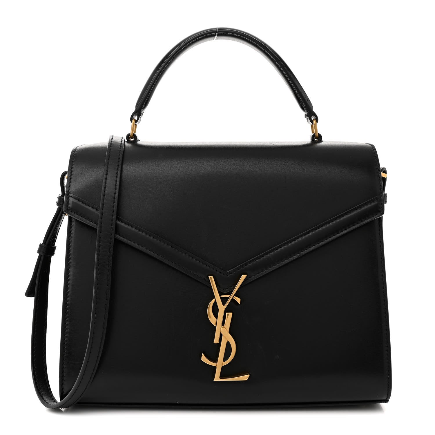 Saint Laurent Smooth Calfskin Medium Classic Monogram Cassandra Top Handle Black Rouge Legion 1 of 16