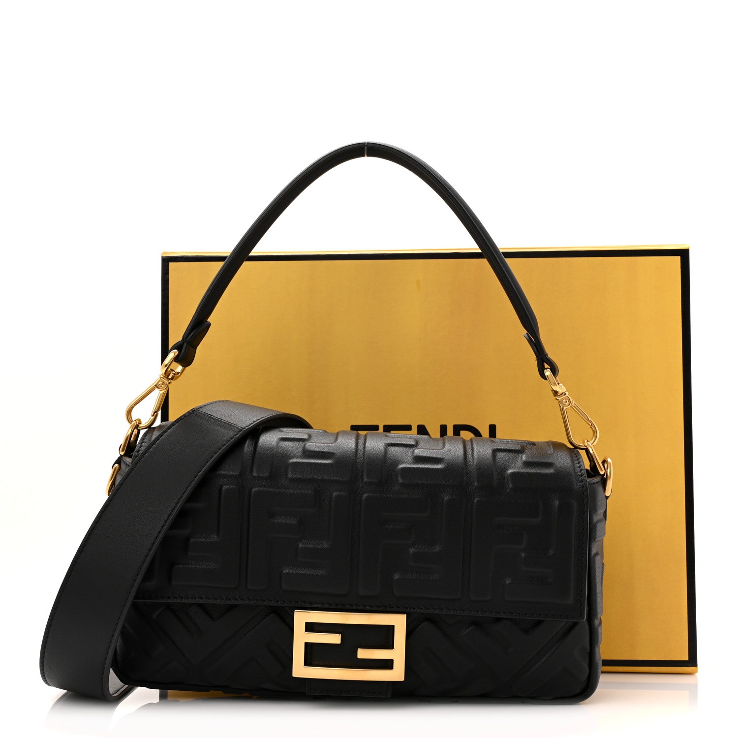 Fendi Nappa FF 1974 Embossed Baguette Black 11 of 11