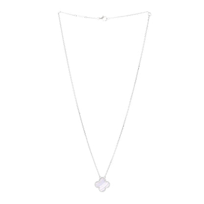 Van Cleef & Arpels 18K White Gold Chalcedony Vintage Alhambra Pendant Necklace 3 of 4