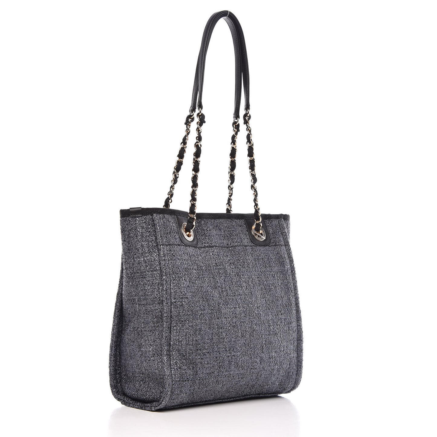 Woven Straw Raffia Mini Deauville Tote Grey
