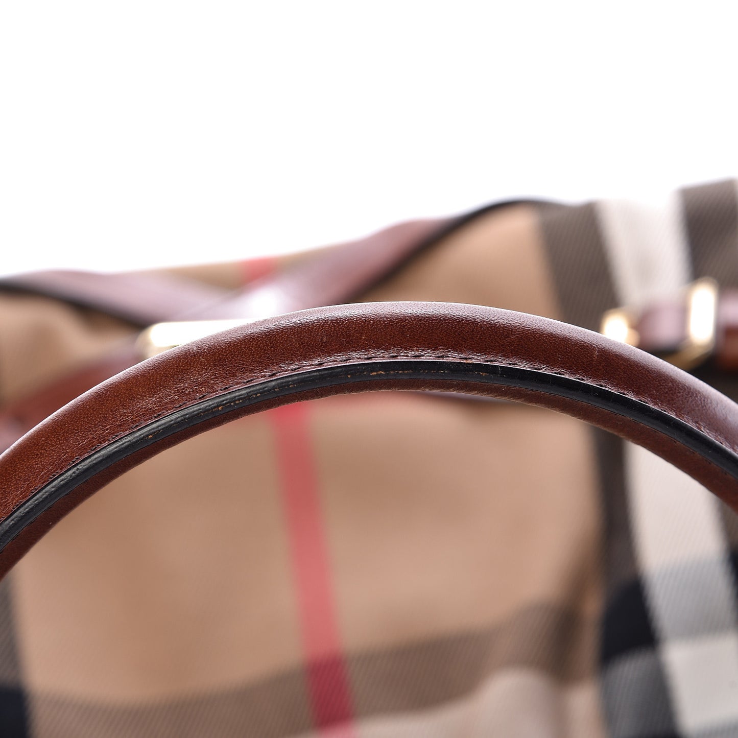 House Check Bridle Calfskin Medium Lynher Tote Dark Tan