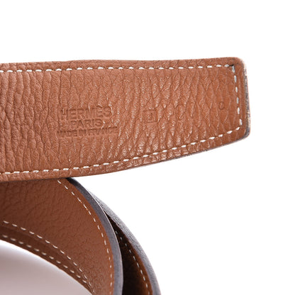 Hermes Chamonix Togo 32mm Quiz Plate Belt 80 Black Gold 6 of 6
