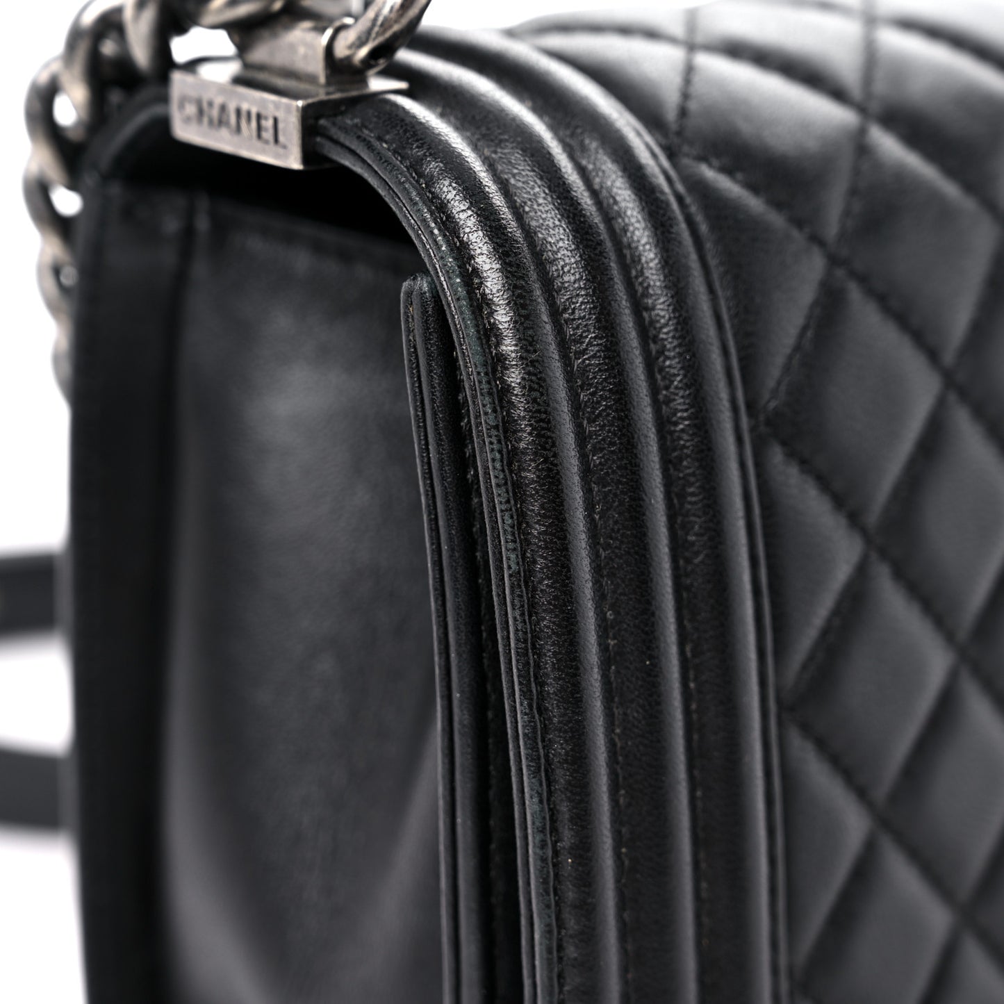 Lambskin Quilted Medium Boy Flap Black