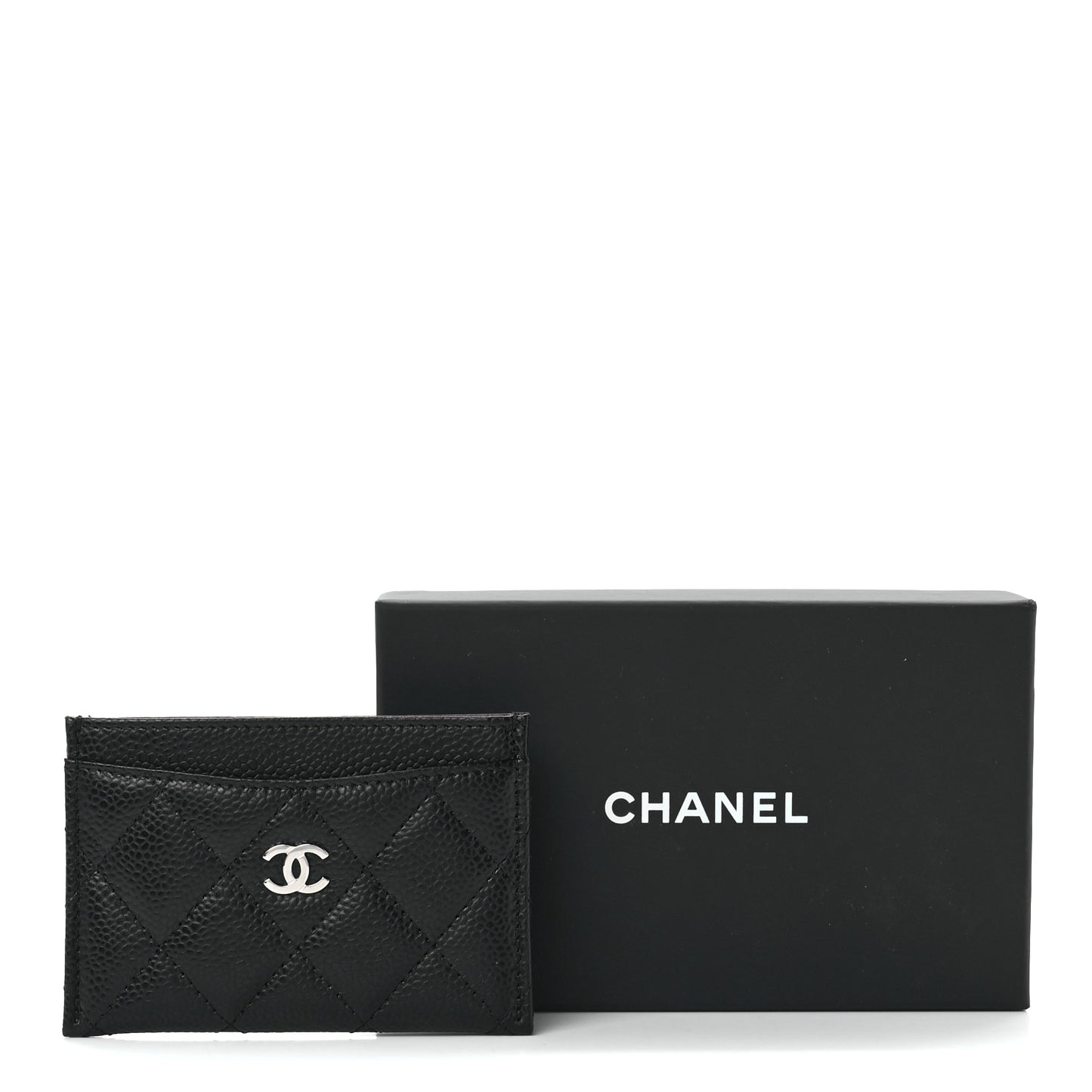 Caviar Quilted Card Holder Black