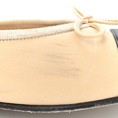 Chanel Lambskin Cap Toe Ballerina Flats 38 Beige Black 12 of 18