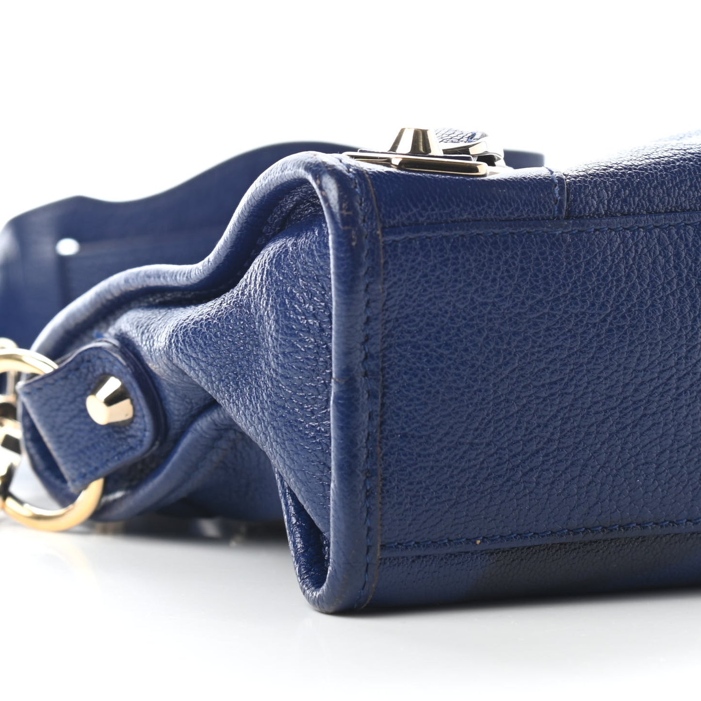 Chevre Gold Metallic Edge Hardware Mini City Bleu Roi