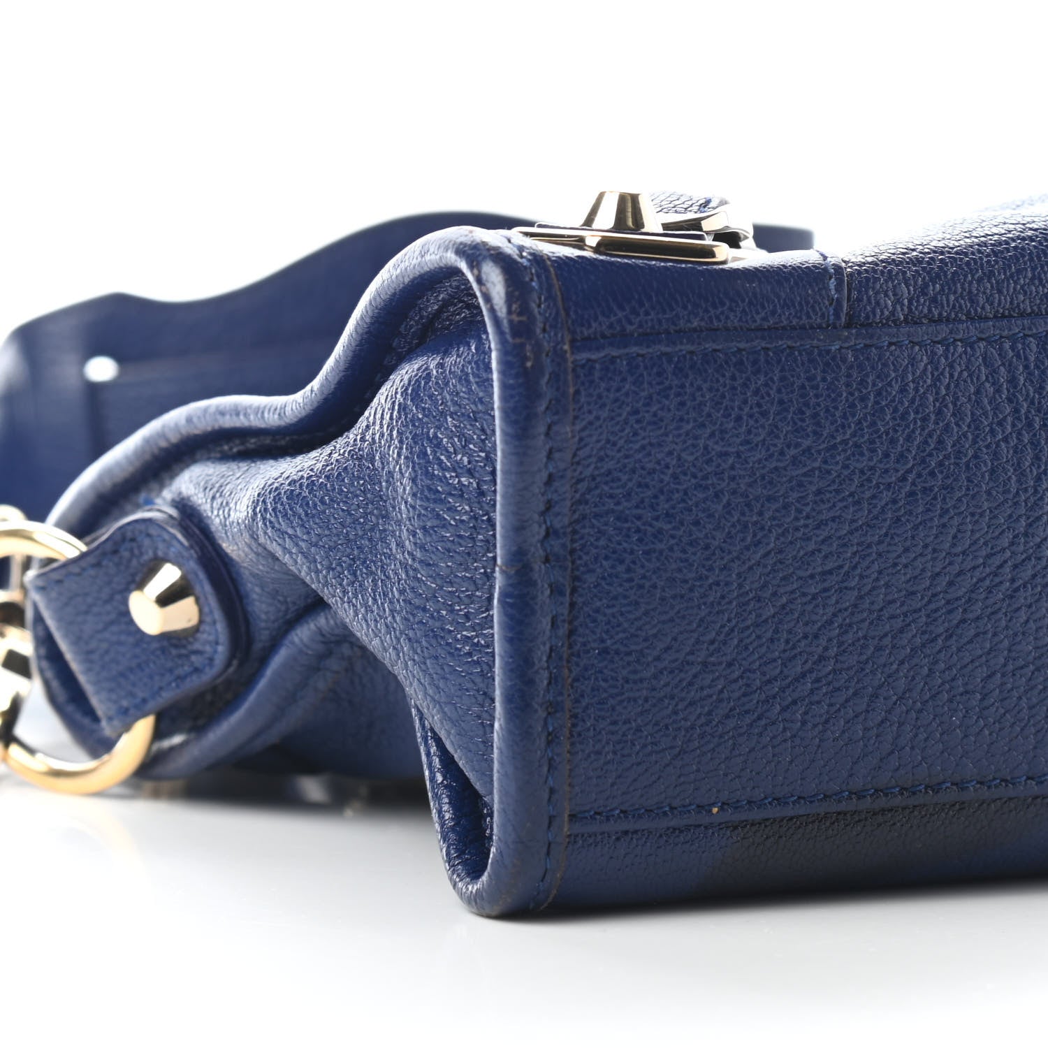 Balenciaga Chevre Gold Metallic Edge Hardware Mini City Bleu Roi 7 of 9