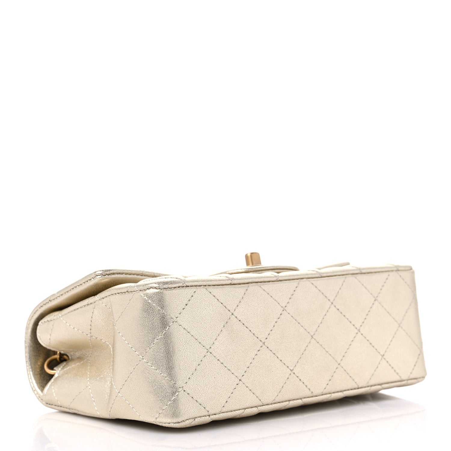 Chanel Metallic Lambskin Quilted Mini Rectangular Flap Gold 4 of 10