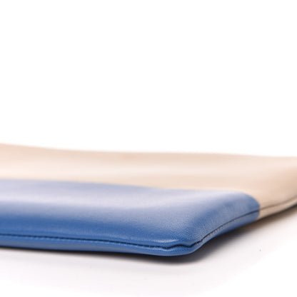 Celine Lambskin Bi-Color Solo Clutch Pouch Beige Sea 10 of 10