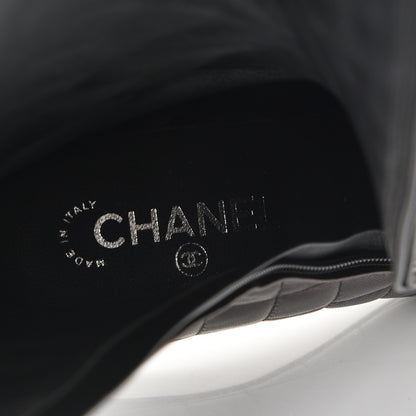 Chanel Lambskin Quilted CC Cap Toe Boots 38.5 Black 7 of 8