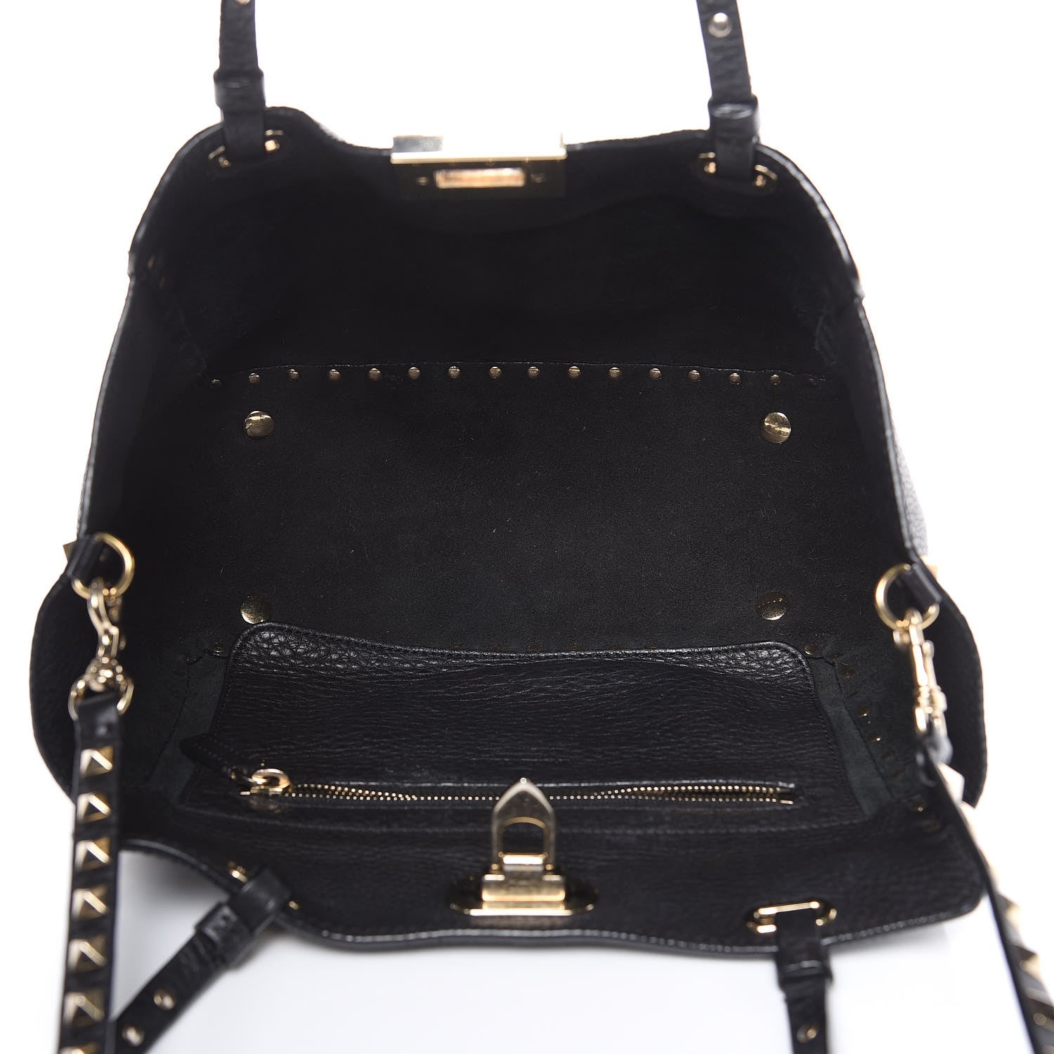 Valentino Garavani Grained Calfskin Small Rockstud Tote Black 5 of 13
