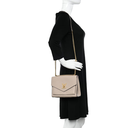 Louis Vuitton Soft Calfskin Mylockme Chain Bag BB Greige 2 of 9