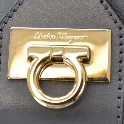 FASHIONPHILE SALVATOREFERRAGAMOSoftCalfWGanciniClutchCharcoal 7 of 9