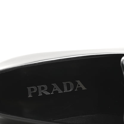 Prada Brushed Calfskin Metal Triangle Logo 20mm Loafers 36.5 Black 8 of 9