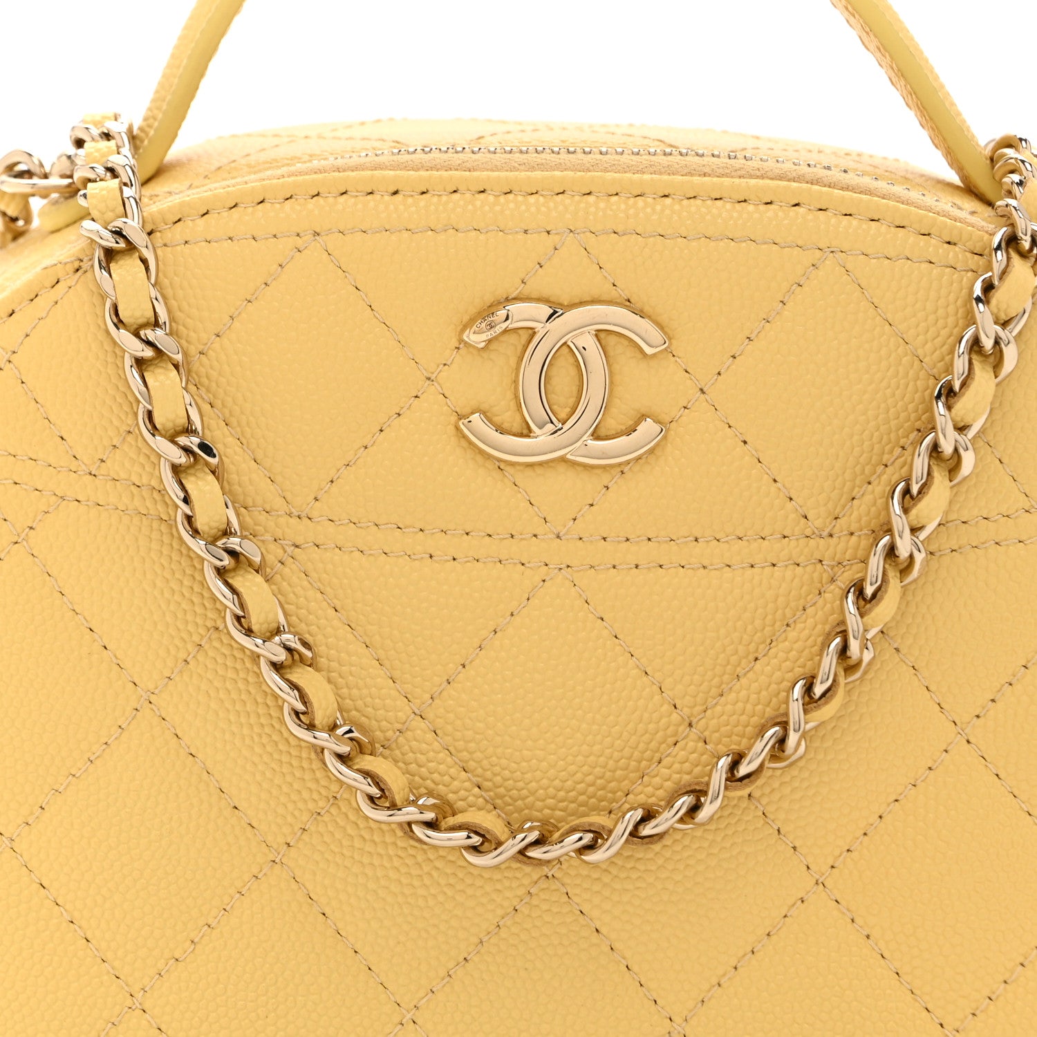 Chanel Caviar Quilted Top Handle Vanity Case Yellow 8 of 10