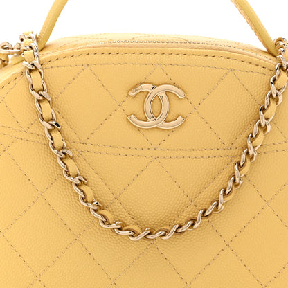 Chanel Caviar Quilted Top Handle Vanity Case Yellow 8 of 10