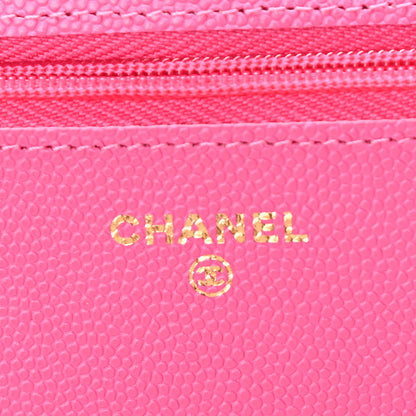 Chanel Caviar Quilted Wallet on Chain WOC Dark Pink 5 of 11