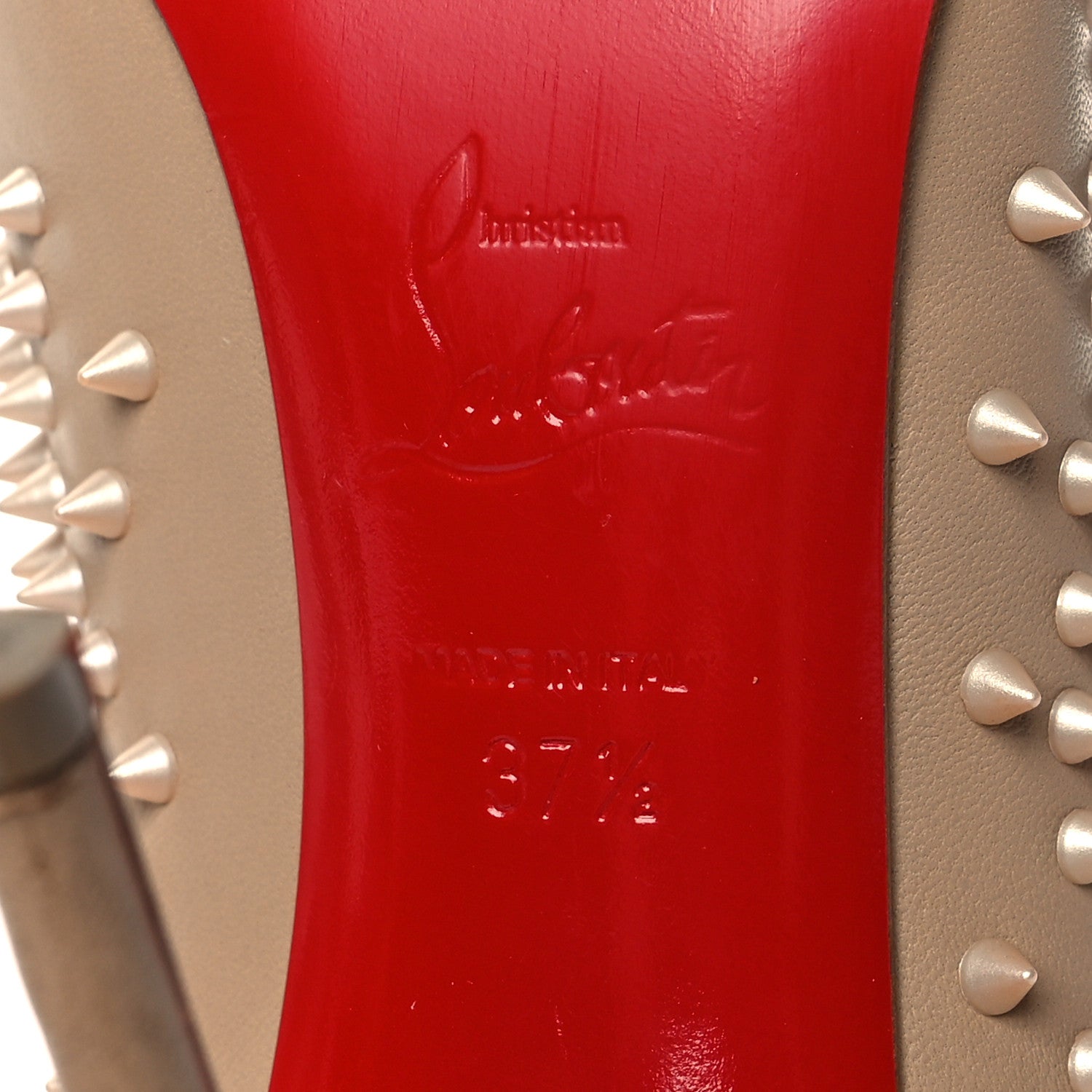 Christian Louboutin Nappa Studded Escarpic 100 Pumps 37.5 Nude Apricot 6 of 12