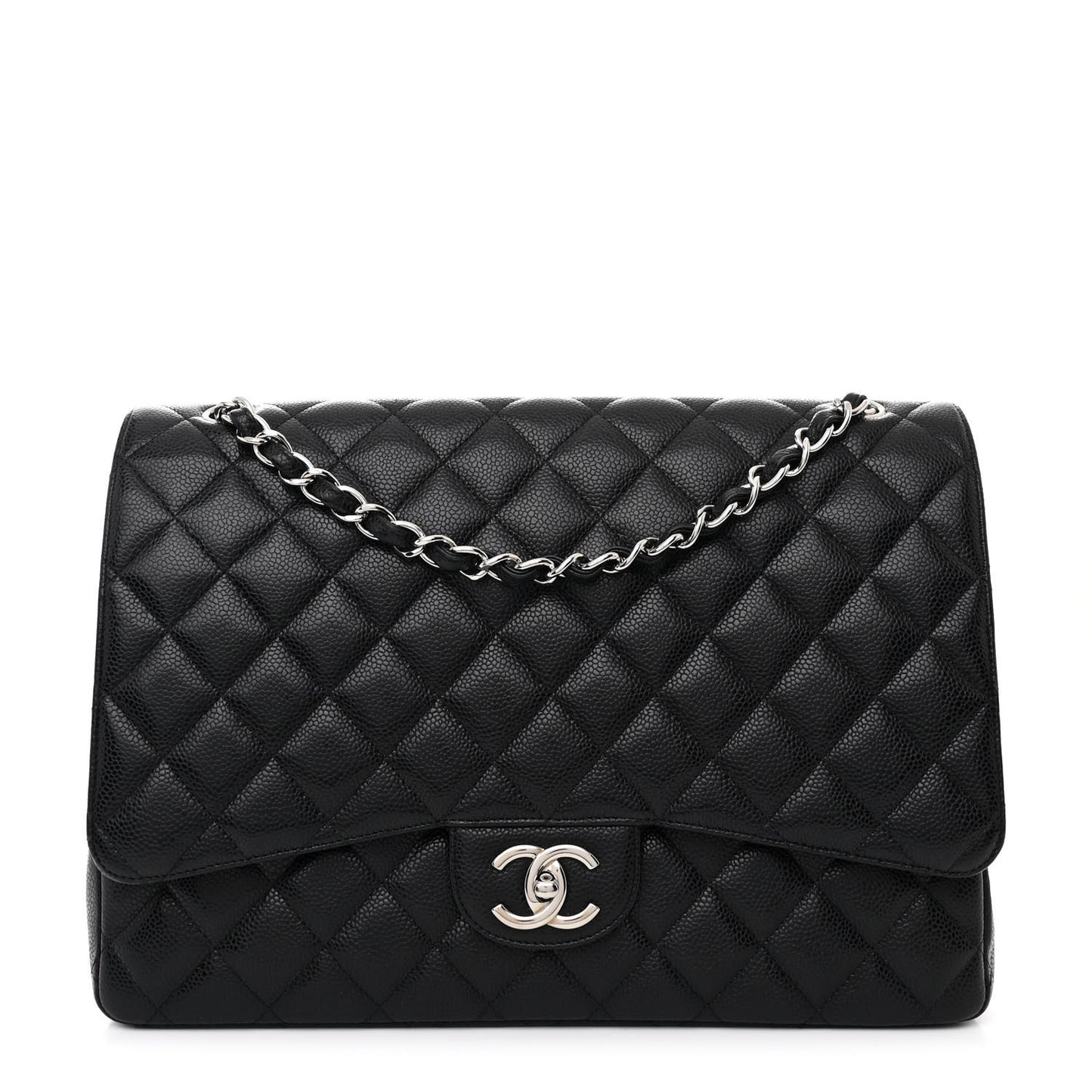 Caviar Quilted Maxi Double Flap Black