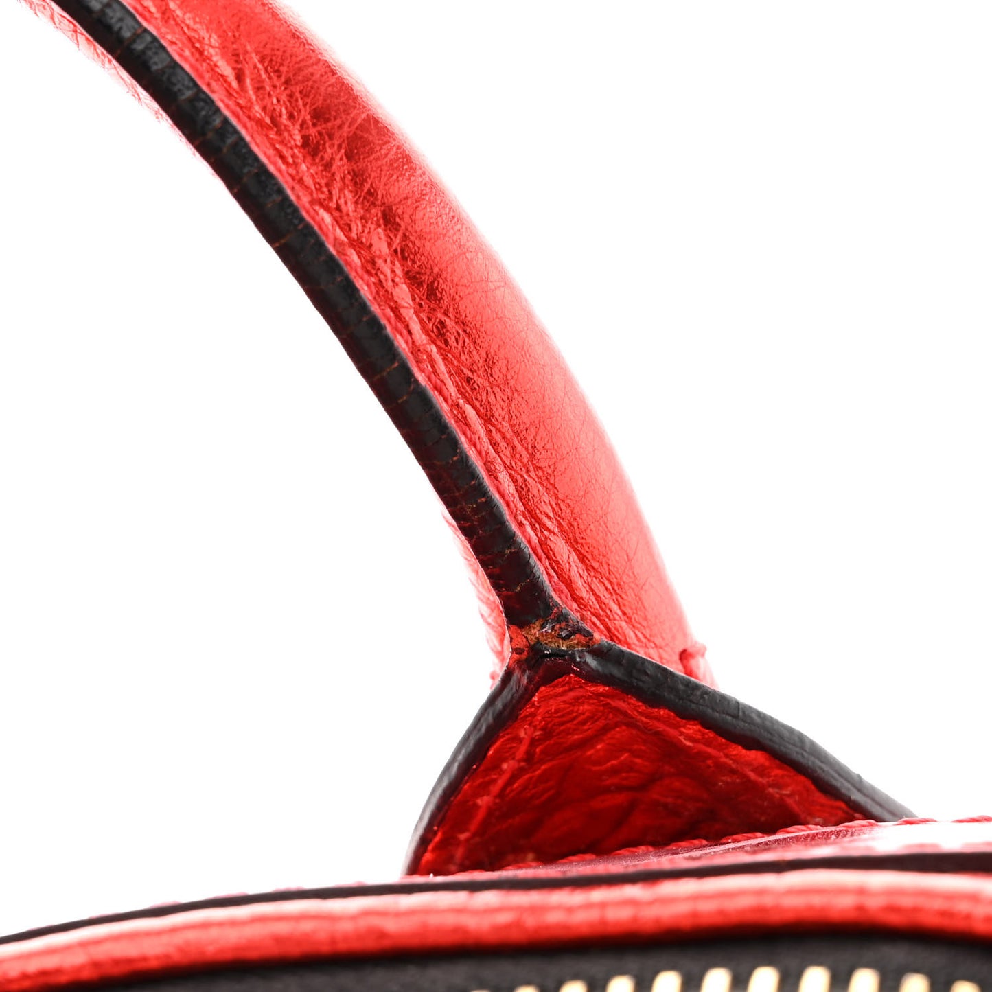 Metallic Calfskin Small Blaze Satchel Red