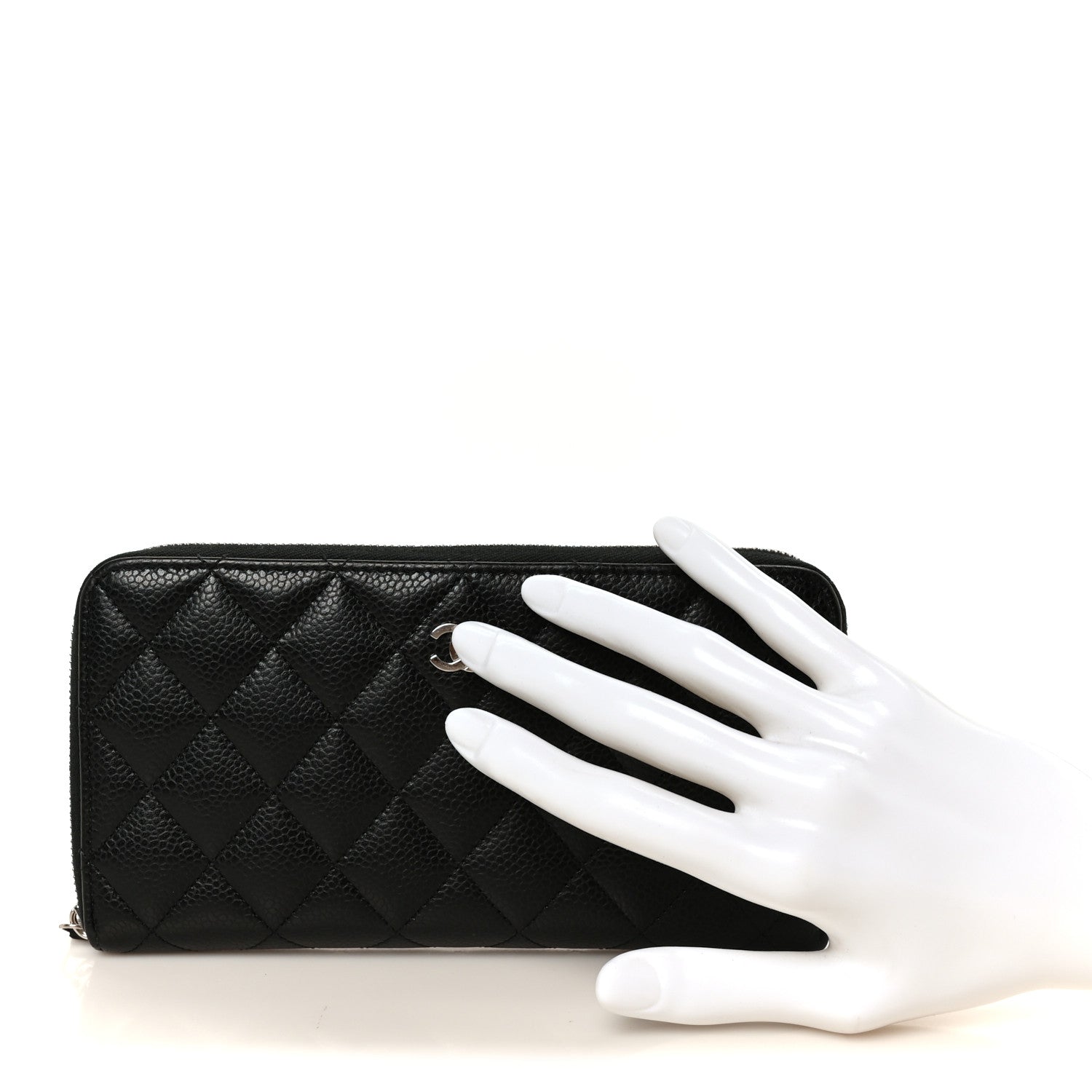 Chanel Caviar Quilted Large Gusset Zip Around Wallet Black 2 of 10