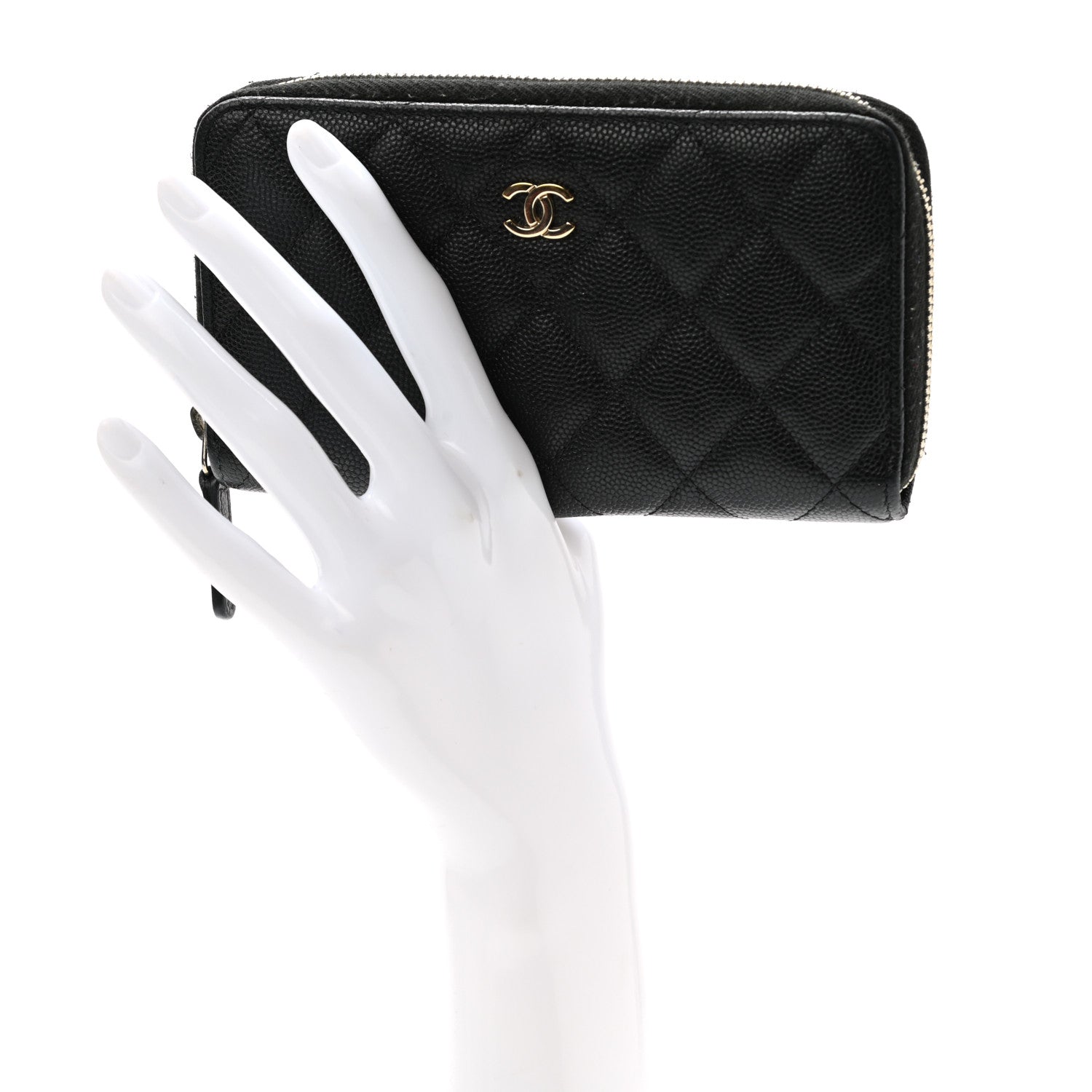 Chanel Caviar Quilted Small Zip Around Wallet Black 2 of 10