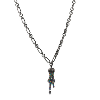 Gucci Swarovski Crystal Hand Motif Pendant Necklace Aged Gold Multicolor 1 of 5