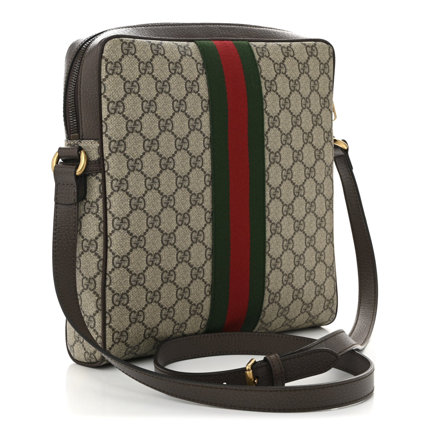 GG Supreme Monogram Web Medium Ophidia Messenger Bag Brown