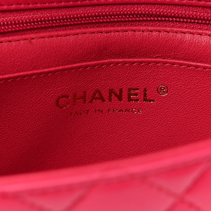 Chanel Lambskin Quilted Mini Top Handle Rectangular Flap Dark Pink 6 of 9