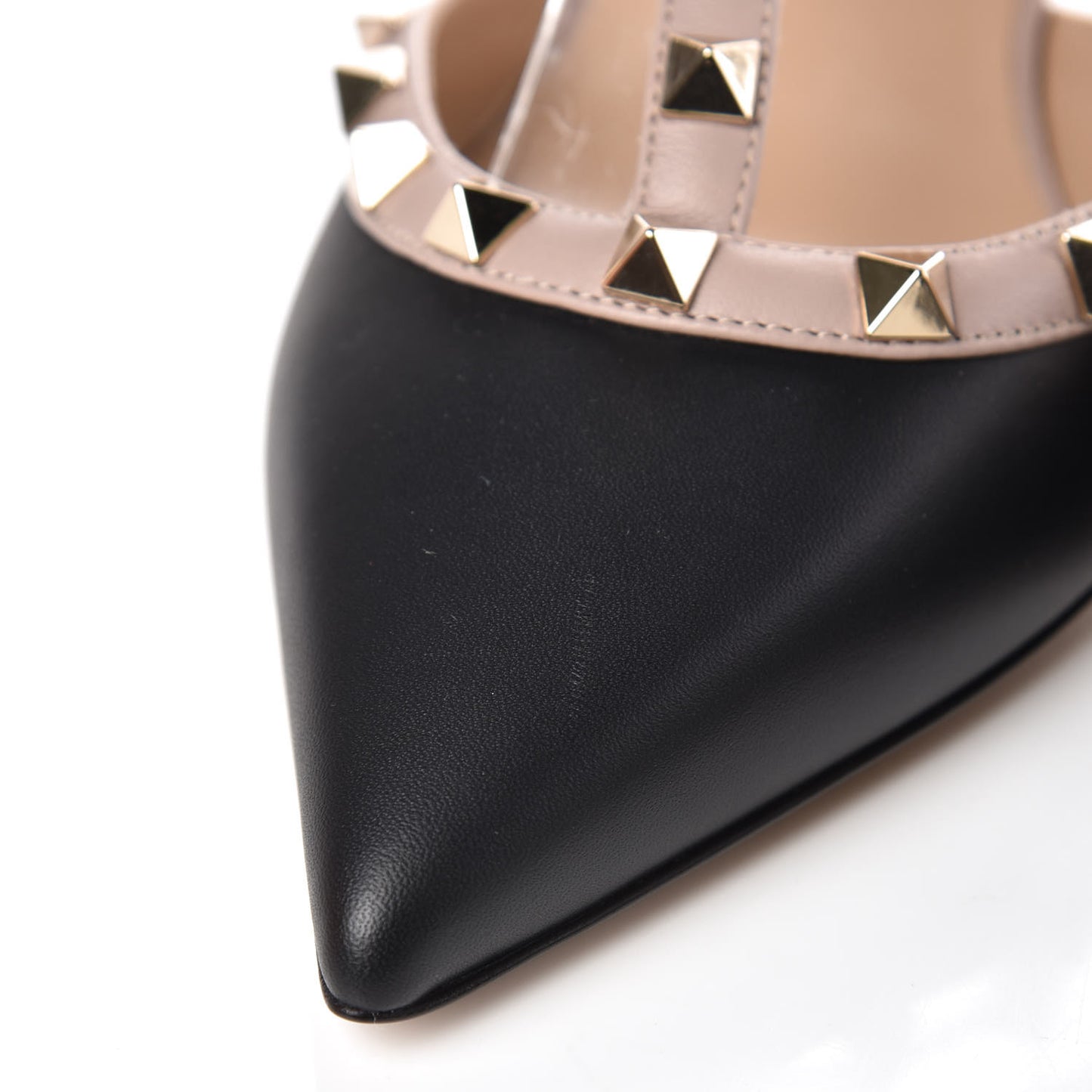 Calfskin Nappa Rockstud Ankle Strap 65mm Pumps 38.5 Black Poudre